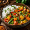 Mix veg curry with rice